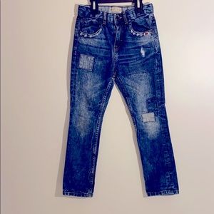 Zara distressed and patched jeans, size 7
